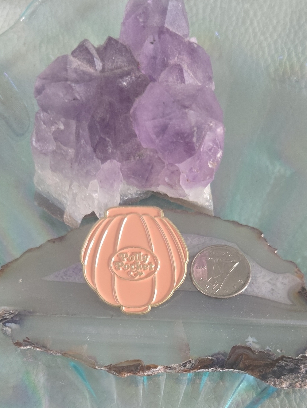 🐚 Brand NEW Peach Shell Polly Pocket Enamel Pin! 🎀✨ Y2K Vibes 90s Nostalgia